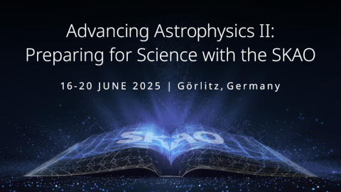 A large book lies open with glowing light emanating from the pages. The test reads: Advancing Astrophysics II: Preparing for Science with the SKAO; 16-20 June 2022 - Görlitz, Germany